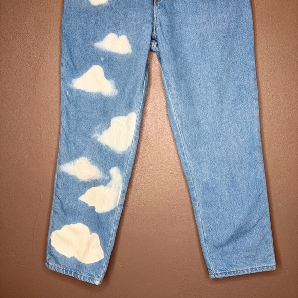 L.L. Bean Original Fit Blue Flannel Lined Jeans w/ White Cloud Design Size 10P - Picture 5 of 16